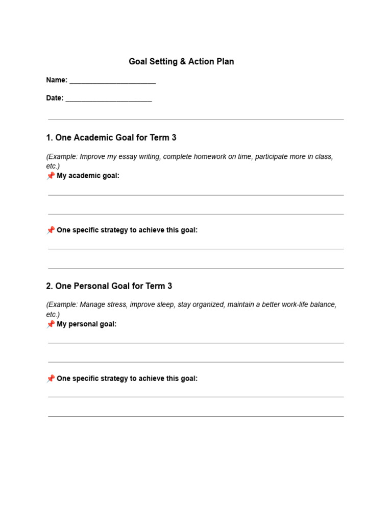 Term 3 Goal Setting Template | PDF
