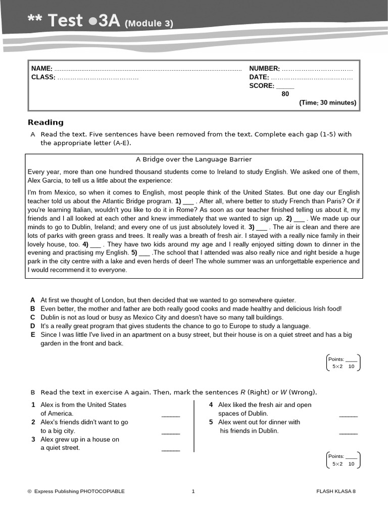 English Language Test Module 3 | PDF