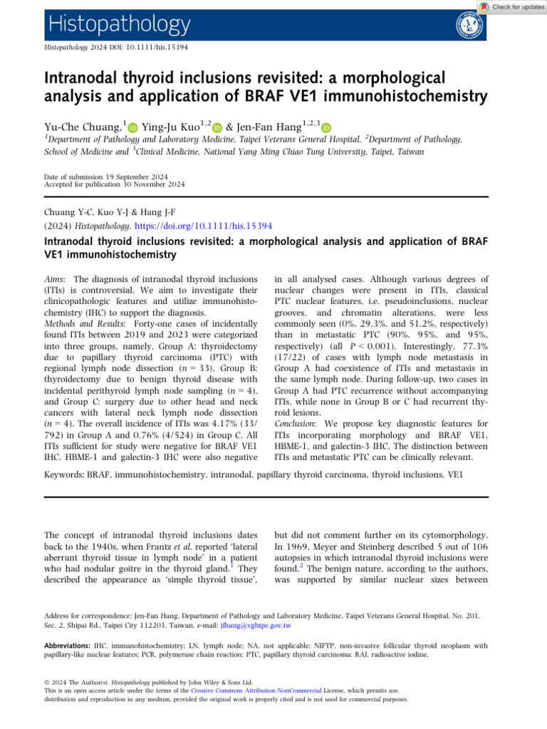 Intranodal thyroid inclusions revisited: a morphological analysis and ...