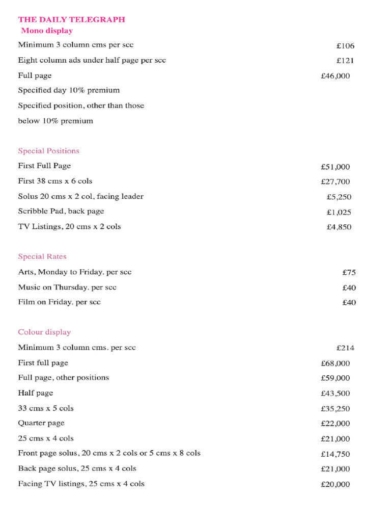 Rate Card | PDF