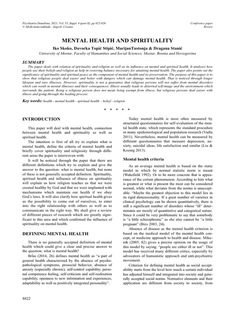 Mental Health and Spirituality | PDF | Mental Health | Spirituality