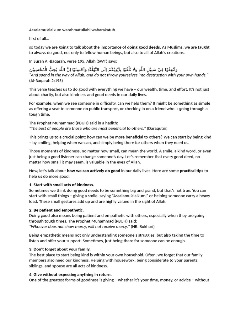 Importance of Good Deeds in Islam | PDF | Islamic Texts | Abrahamic ...