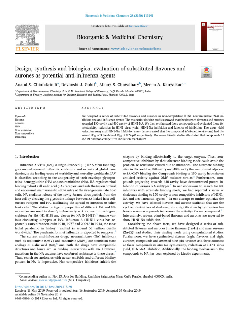 Design, Synthesis and Biological Evaluation of Substituted Flavones and ...