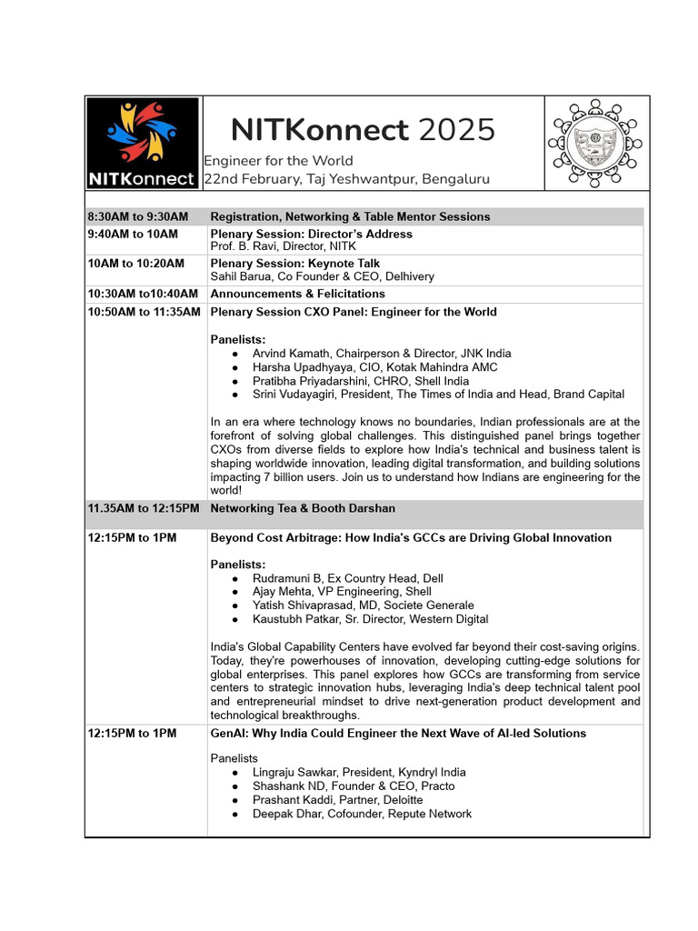 NITKonnect 2025: Engineering Global Innovation | PDF | Business | Economies