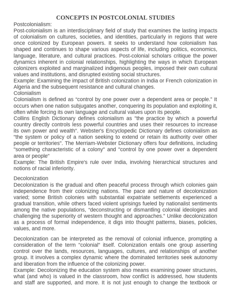 Key Concepts in Postcolonial Studies | PDF | Postcolonialism | Colonialism