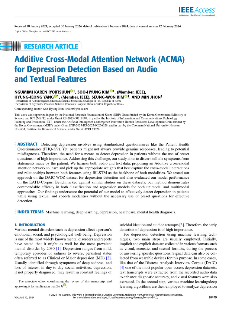 Additive Cross-Modal Attention Network ACMA for Depression Detection ...