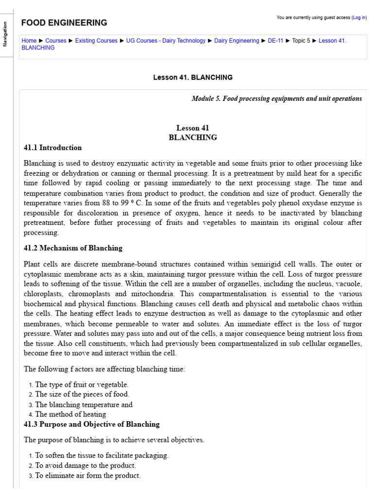 Blanching | PDF | Chemistry