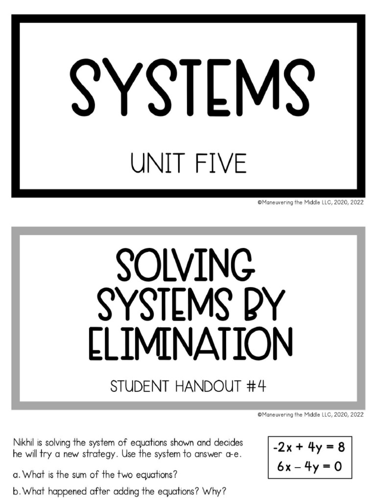 SH4 - Solving Systems by Elimination | PDF