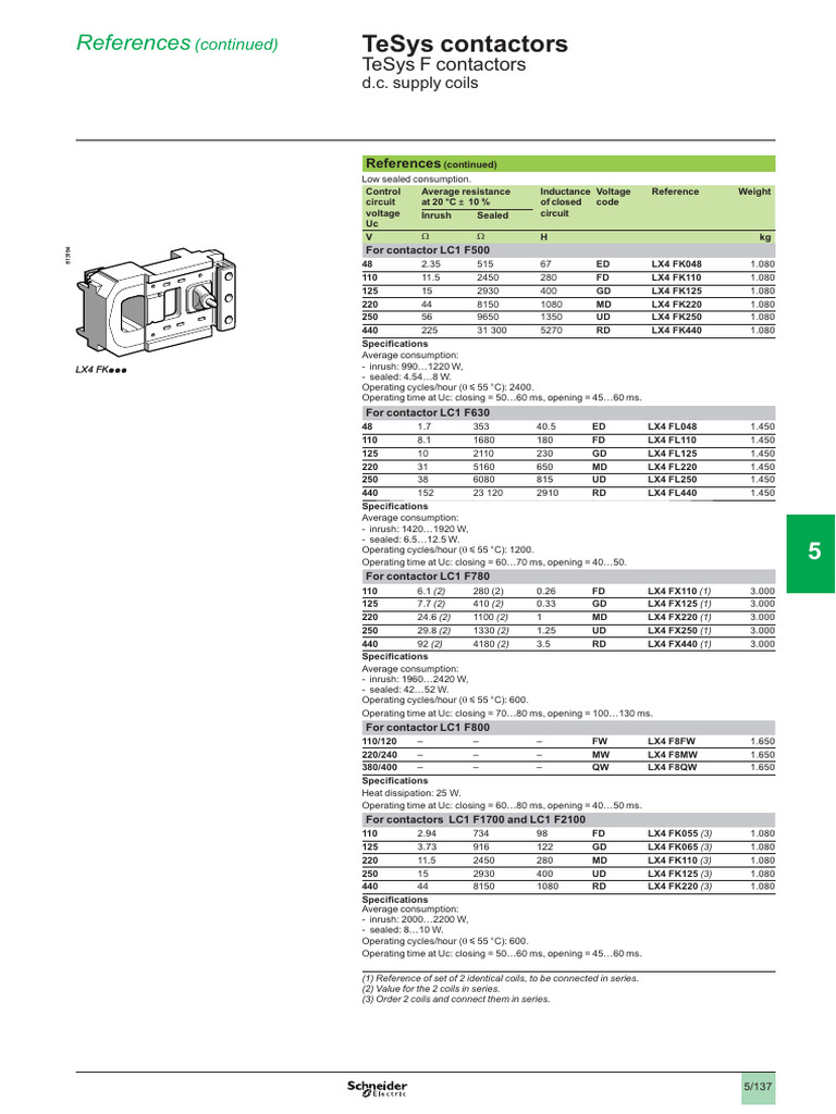 Schneider Electric Contactor Catalogue | PDF | Electrical Equipment