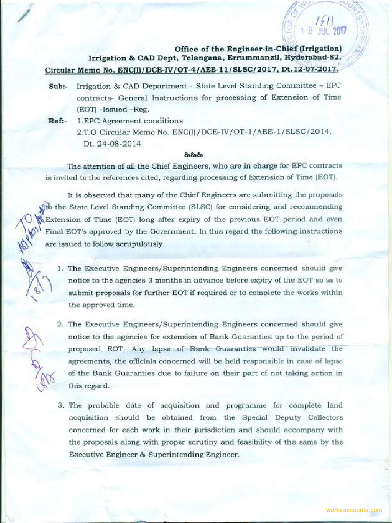 EOT On EPC Works Irr Memo 12.7.2017 | PDF