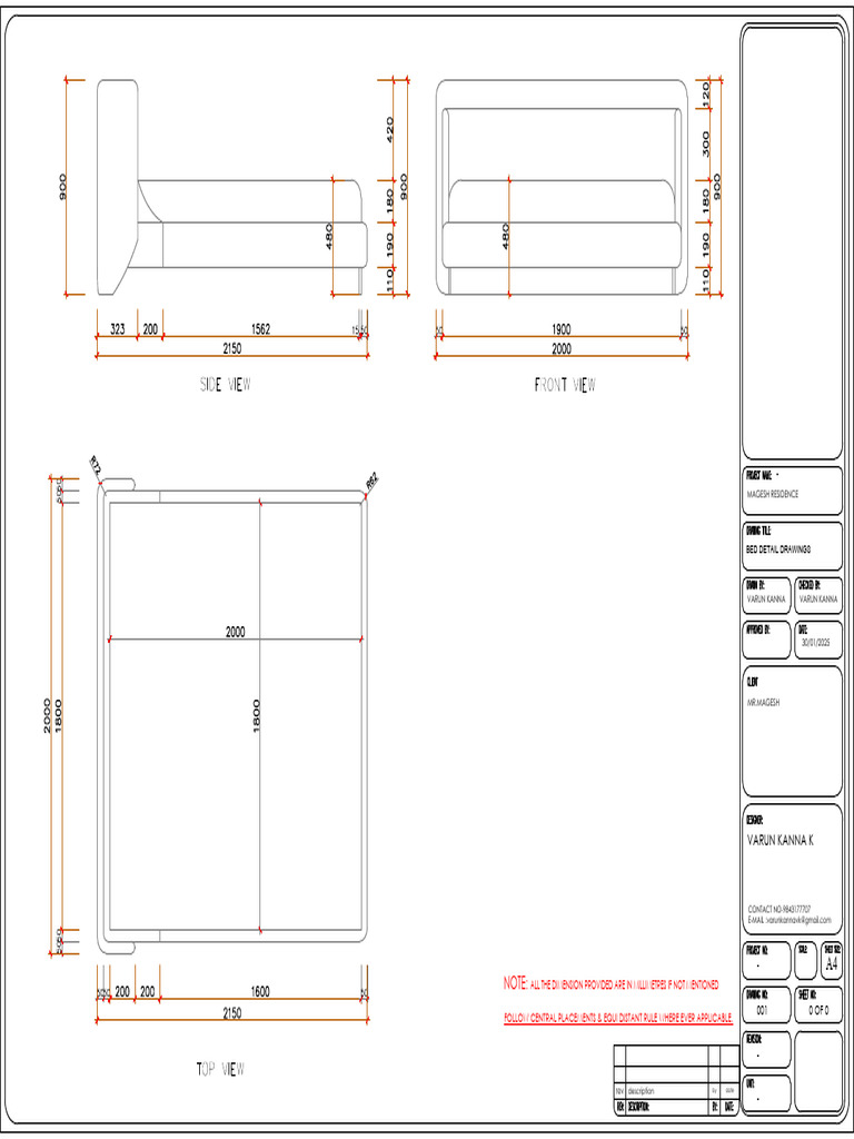 Bed Detail Drawings for Magesh Residence | PDF