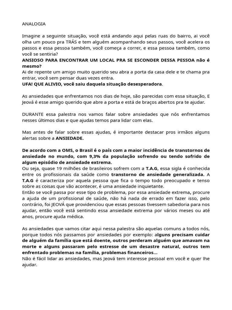 Como Lidar com a Ansiedade com Jeová | PDF | Ansiedade | Oração
