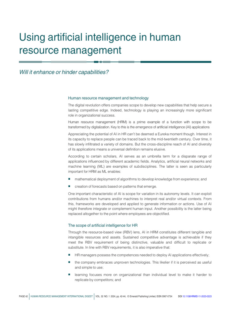 AI's Impact on Human Resource Management | PDF | Artificial ...