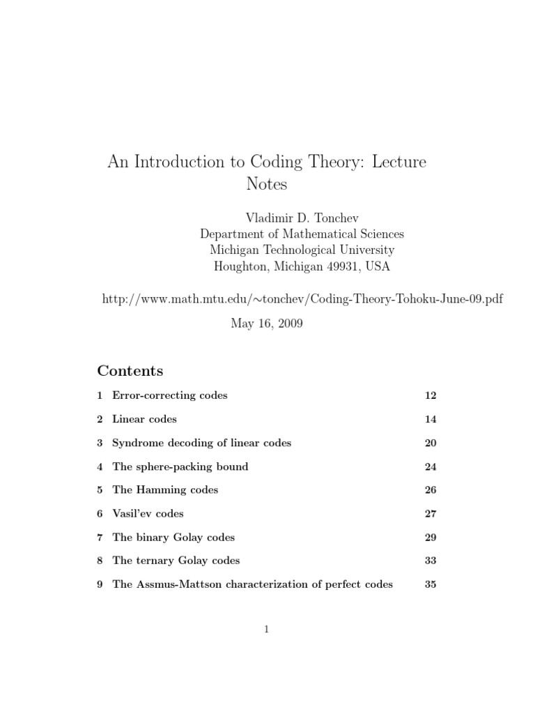 Coding-Theory-Tohoku-June-09 | PDF | Matrix (Mathematics) | Algebra