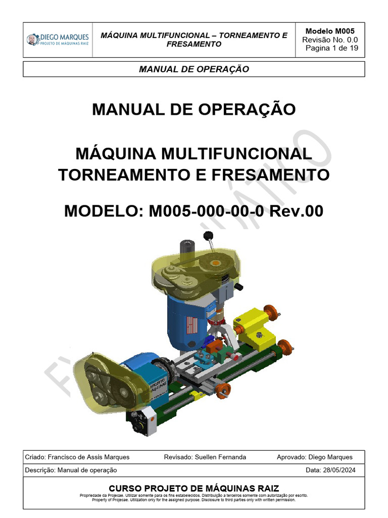 Manual da Máquina Multifuncional M005 | PDF | Máquinas | Processos ...