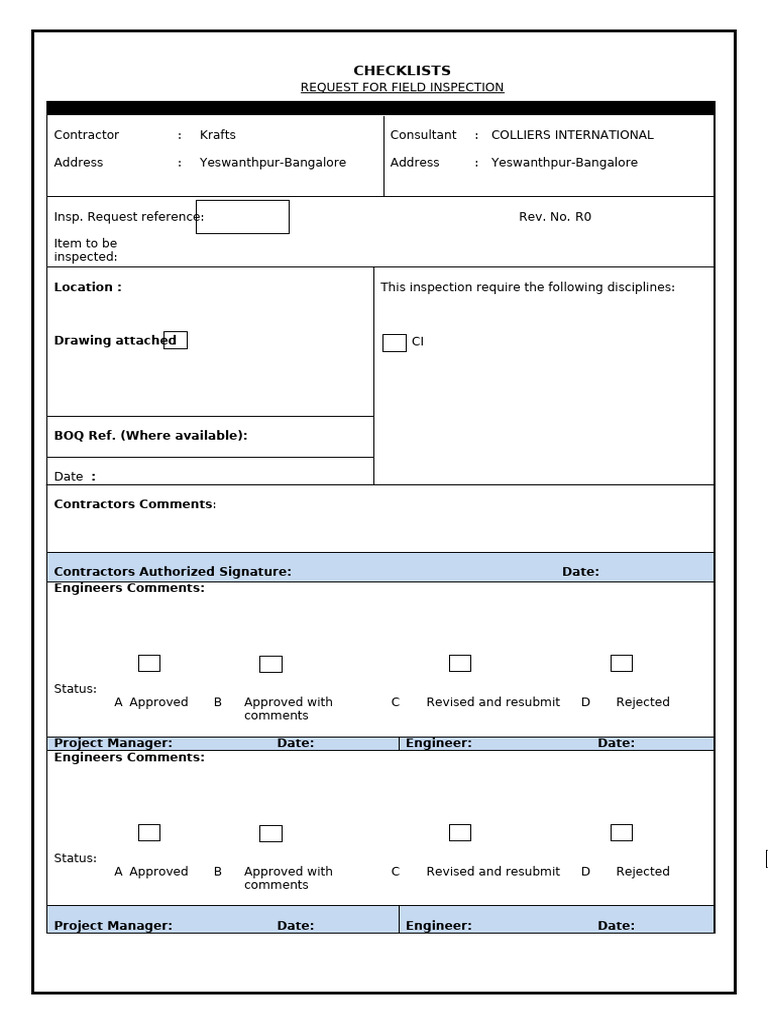 Field Inspection Checklist for Laminate Panels | PDF | Building Engineering