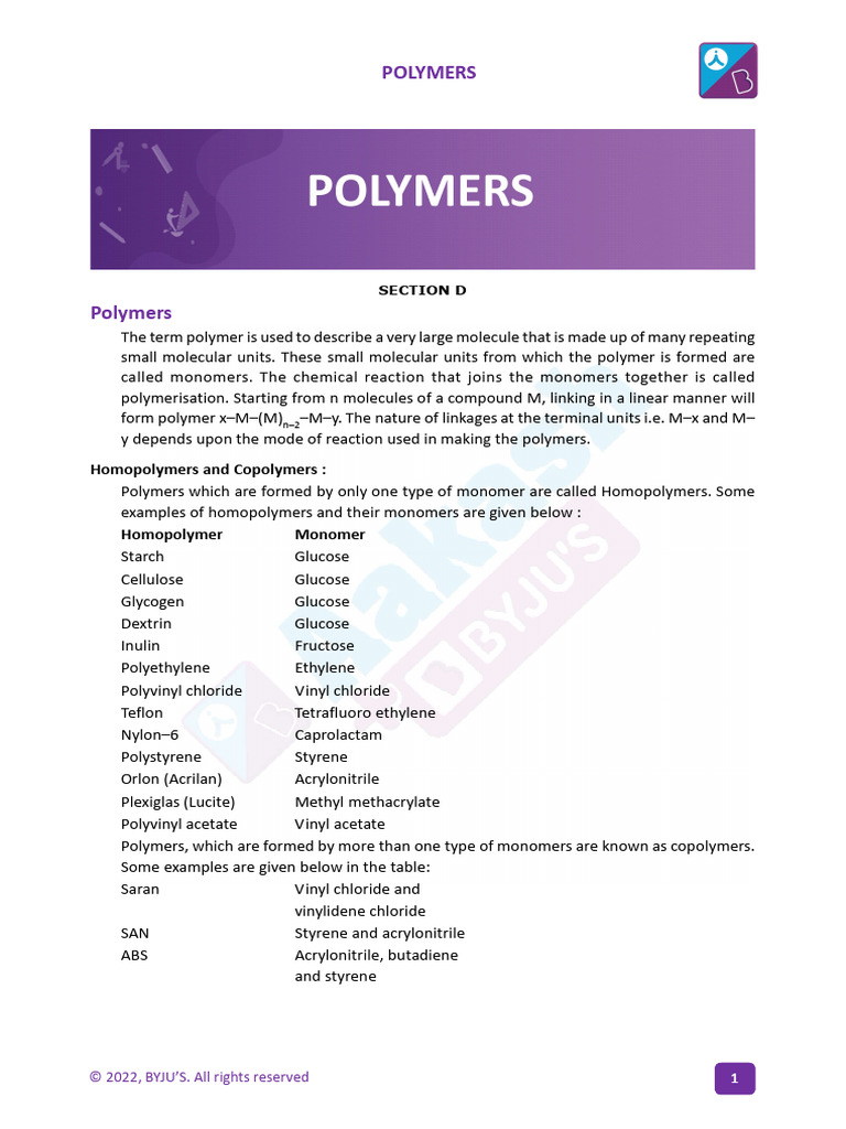 Understanding Polymers: Types and Classifications | PDF | Polymers ...