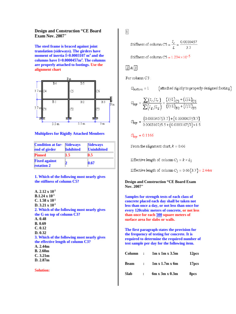 Civil Engineering Exam Solutions | PDF | Beam (Structure) | Reinforced ...