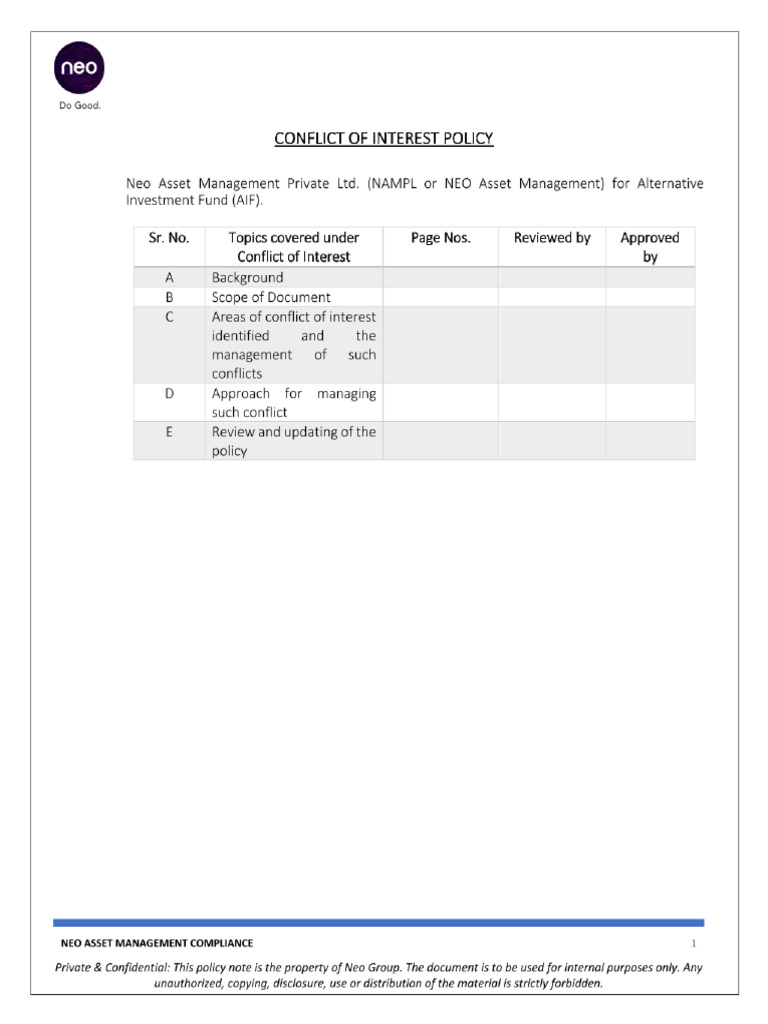 Conflict of Interest Policy | PDF