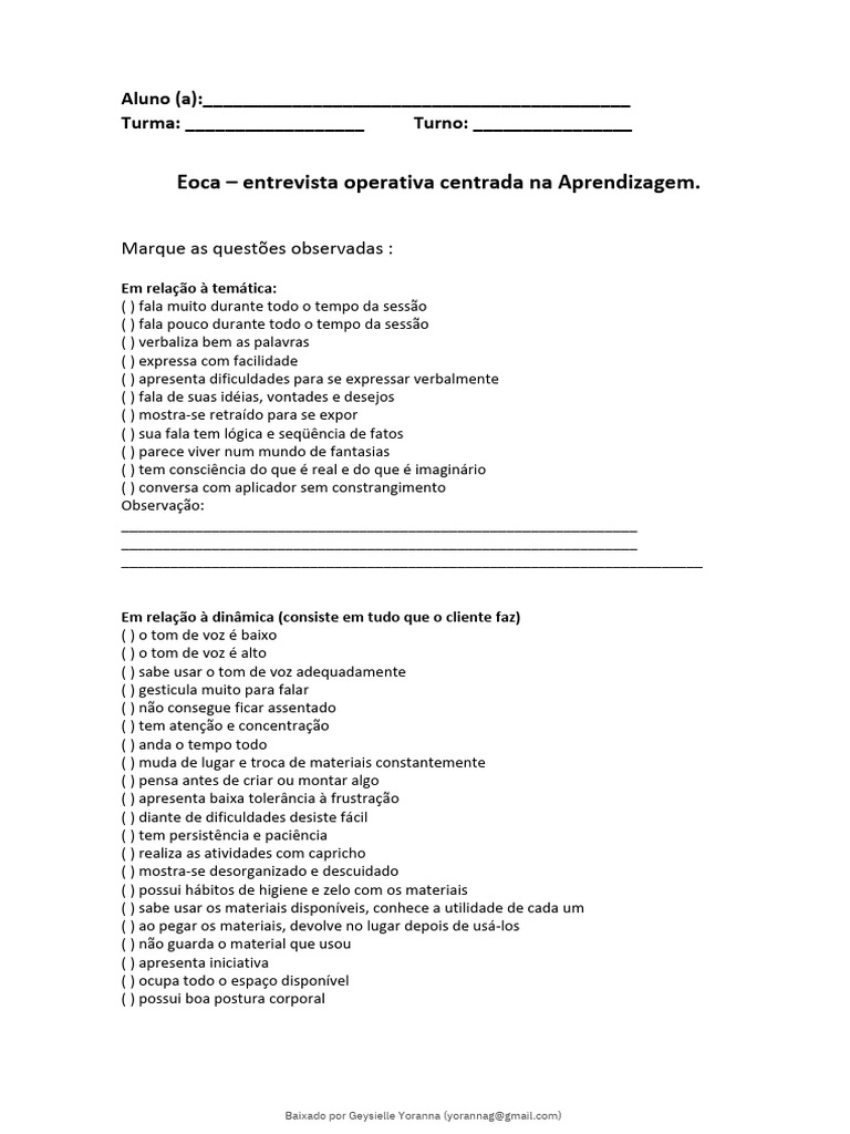 Avaliação da Aprendizagem na Eoca | PDF | Aprendizado