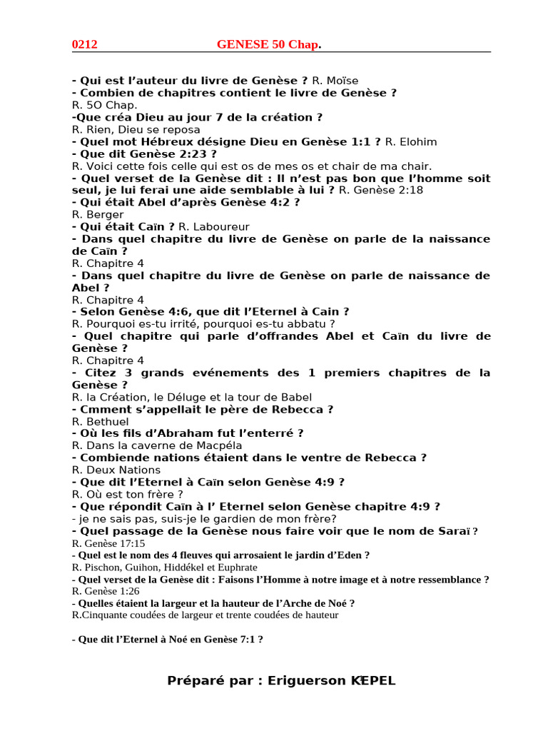 Questions et réponses sur la Genèse | PDF | Livre de la Genèse | Jacob