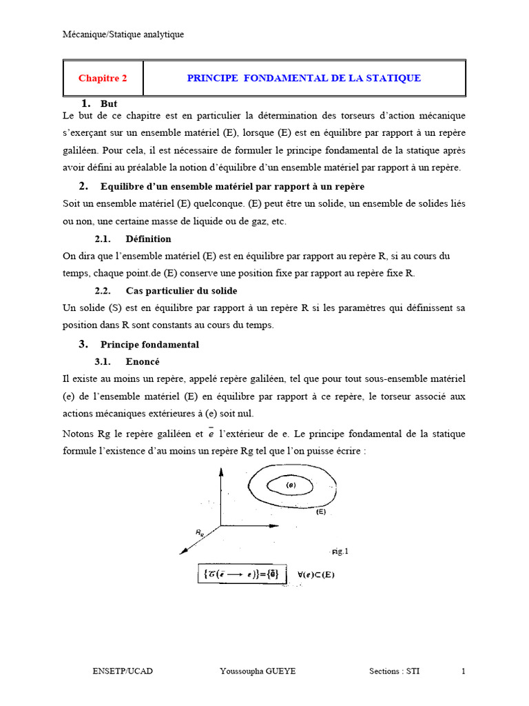 Principe Fondamental de la Statique | PDF | Mécanique newtonienne ...