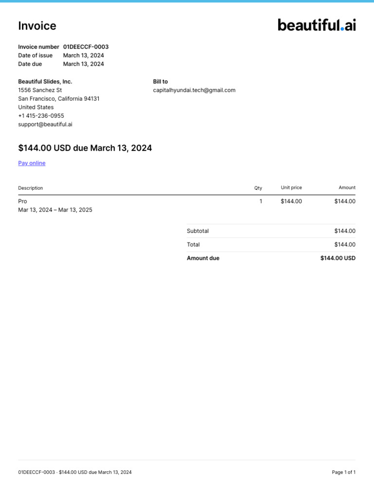 Invoice 01DEECCF-0003 - $144 Due | PDF