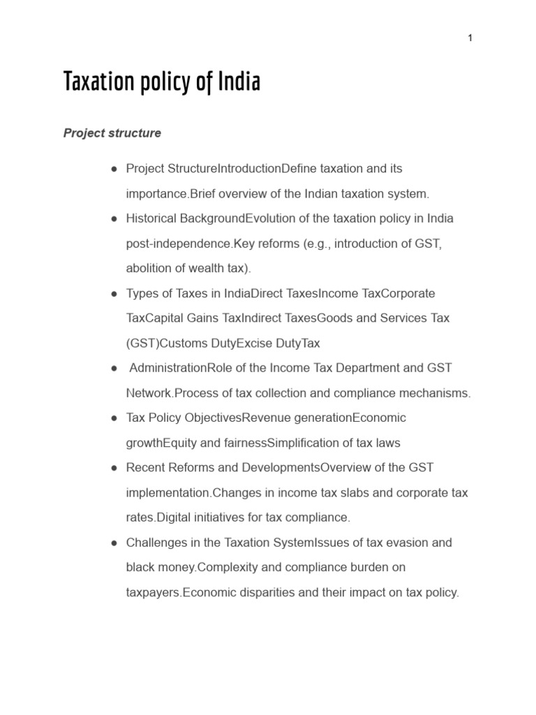 Overview of India's Taxation Policy | PDF | Taxes | Equity (Economics)