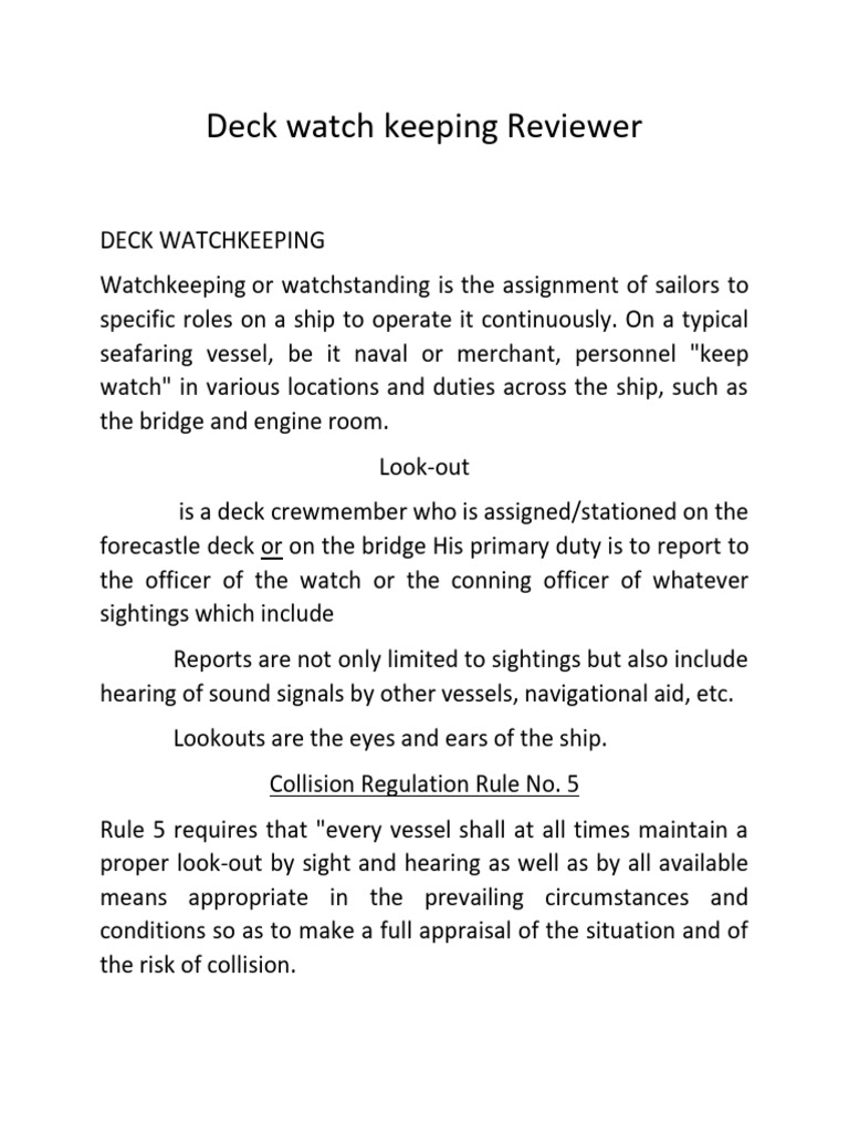 Deck Watchkeeping and Steering Gear Guide | PDF | Shipping | Water ...