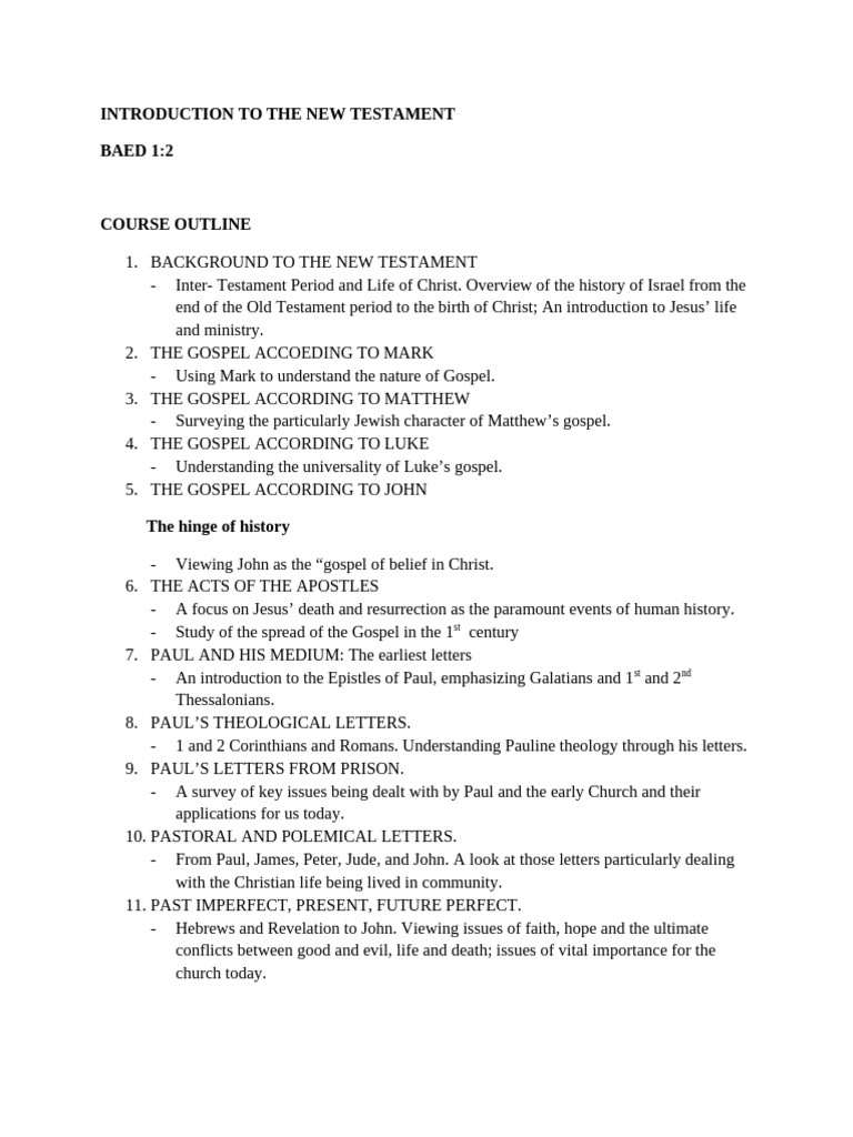 Overview of the New Testament | PDF | Acts Of The Apostles | Jesus