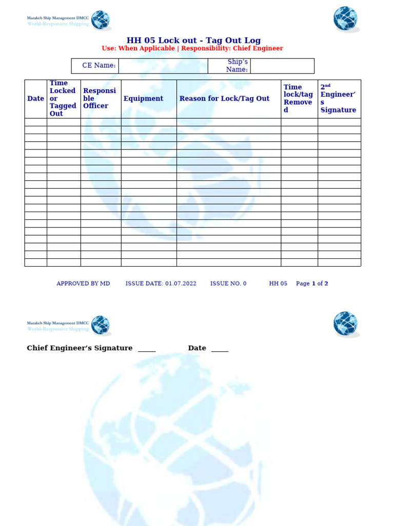 HH 05 Lock Out - Tag Out Log | PDF