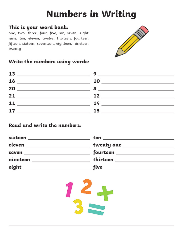 Number Words Worksheet 1-100 | PDF