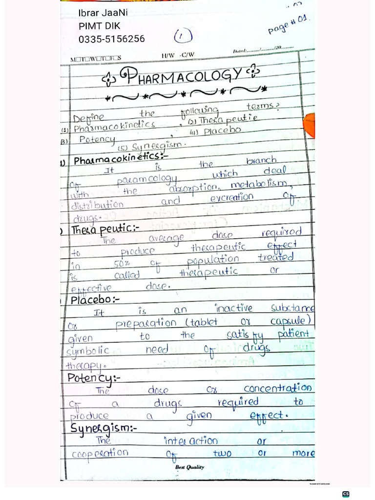 2nd Sem Pharmacology Best Notes by Ibrar Wazir PDF | PDF