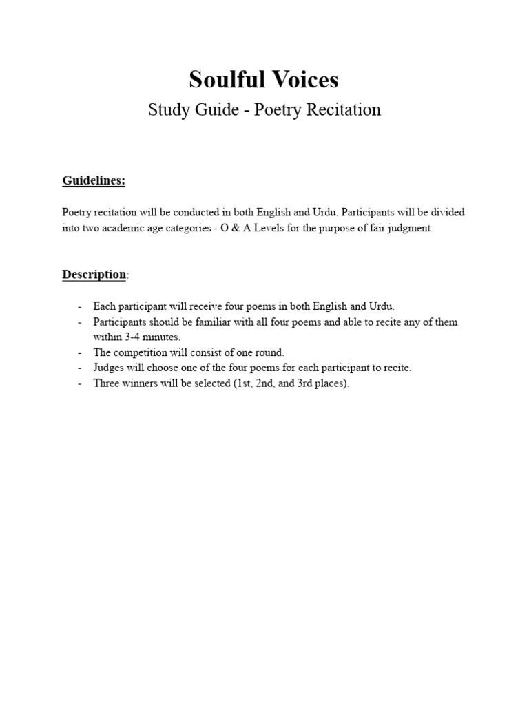 Poetry Recitation Study Guide | PDF