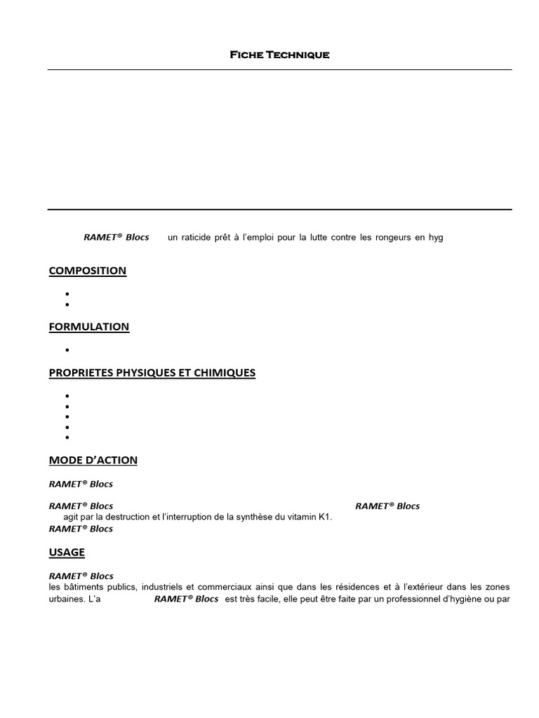 Fiche Technique Ramet Bloc | PDF