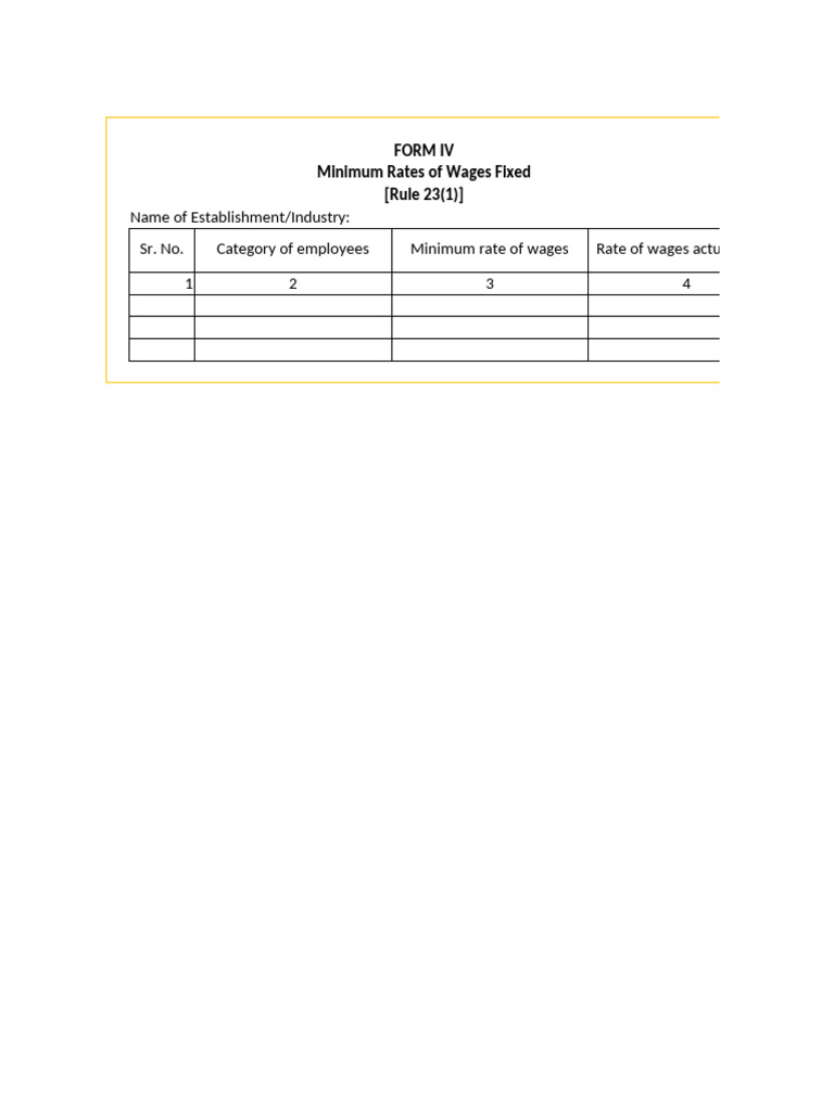 Minimum Wage Rates for Form IV | PDF