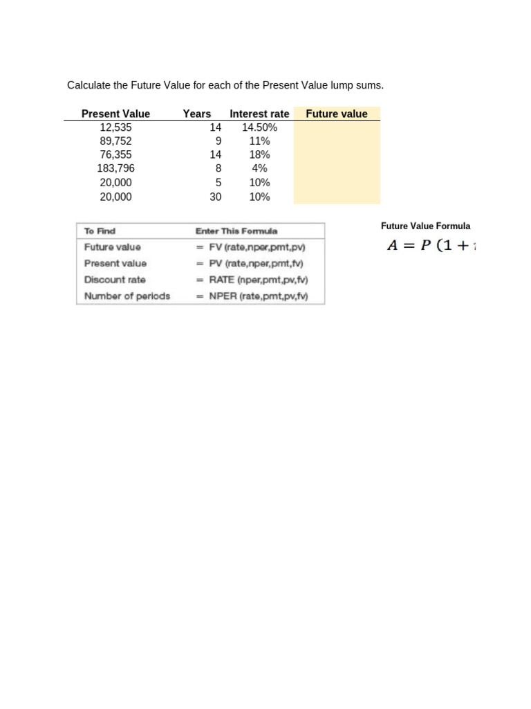 Future Value & Interest Rate Calculations | PDF | Present Value | Interest