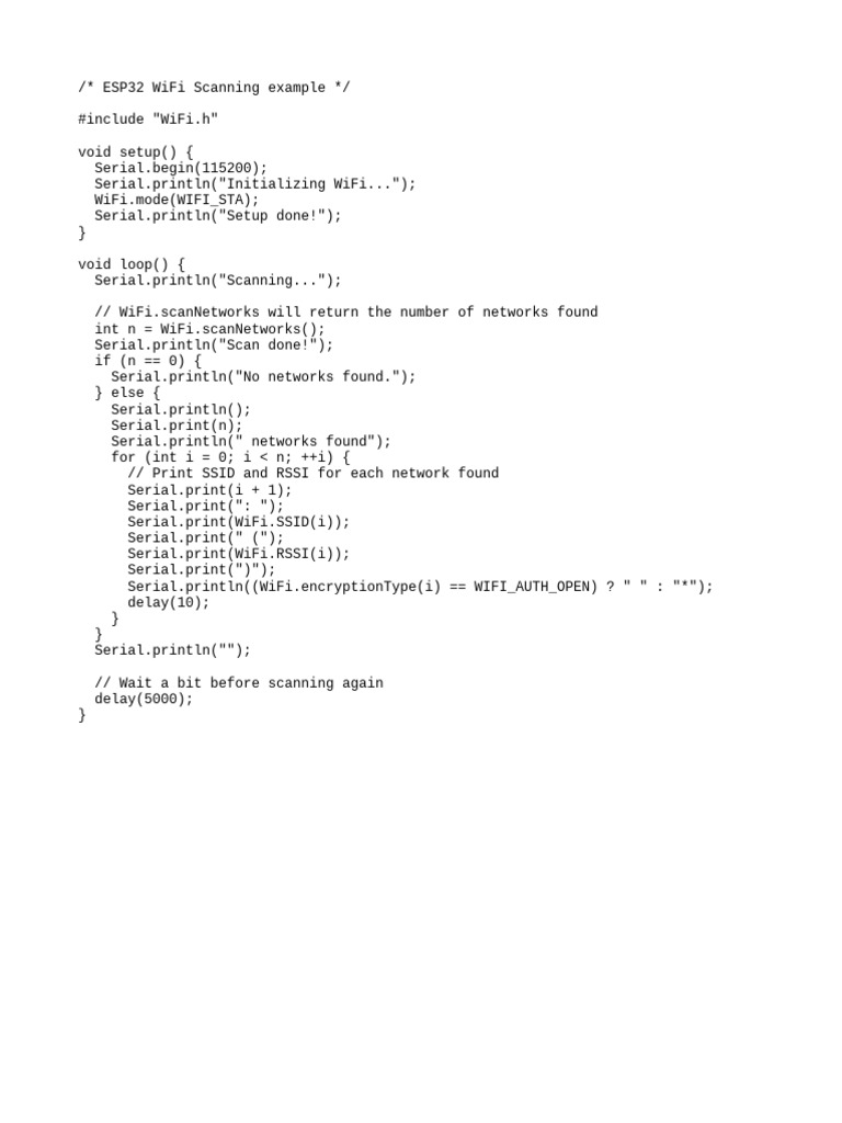 ESP32 WiFi Scanning Example | PDF