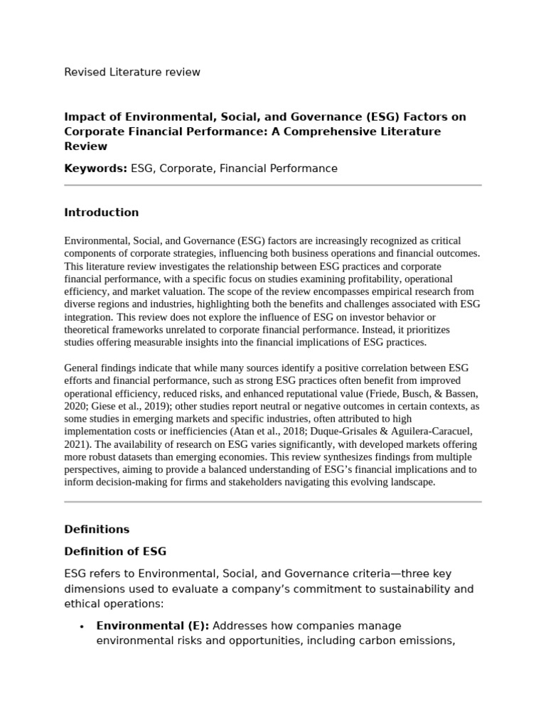 ESG Factors and Corporate Performance Insights | PDF | Governance ...