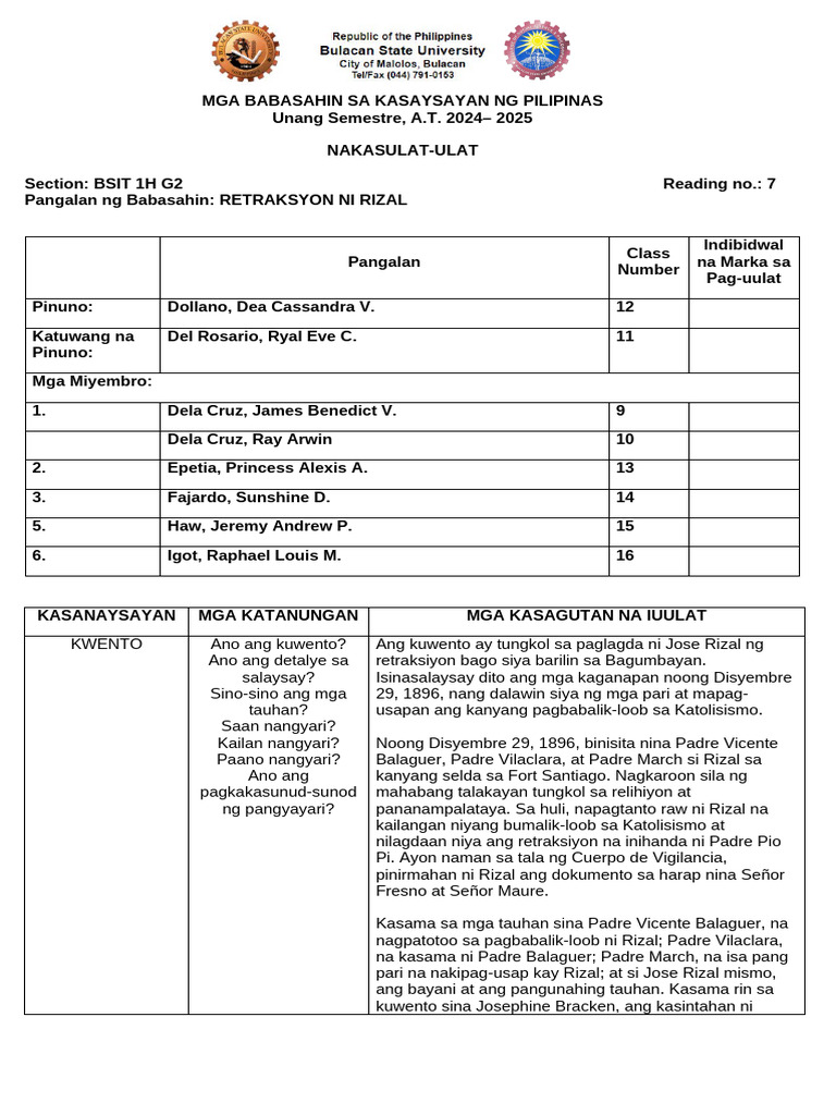 Updated NAKASULAT ULAT at Rubric Sa Pag Uulat 1 | PDF