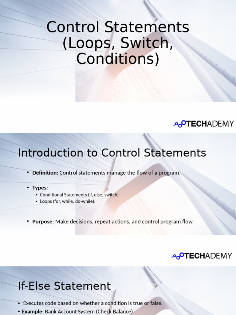 Control Statements (Loops, Switch, Conditions | PDF | Control Flow ...