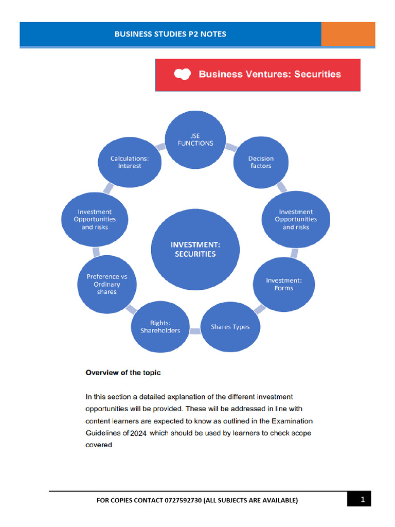 Business Studies P2 Study Notes | PDF