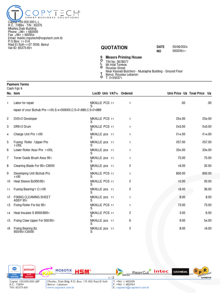 Quotation for Printing House Services | PDF | Value Added Tax | Economies
