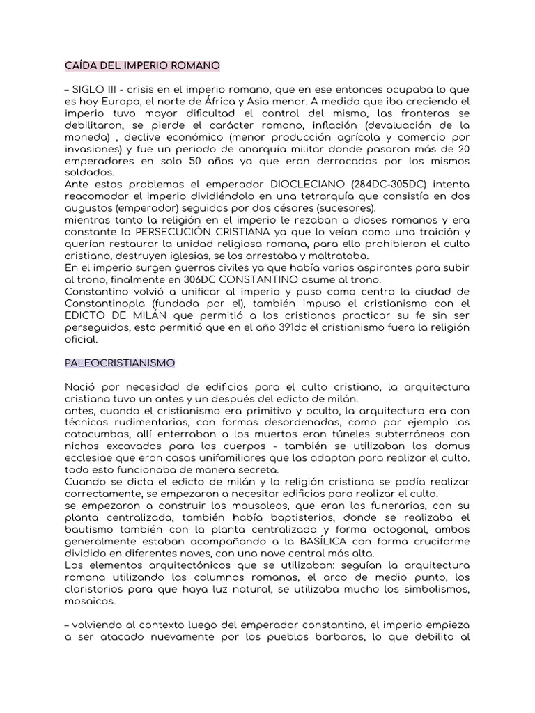 Resumen de la Caída del Imperio Romano | PDF | imperio Romano ...