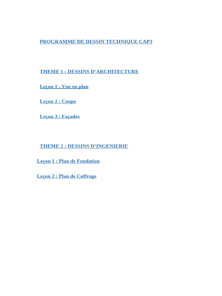 Programme de Dessin Technique CAP | PDF | Fondation (construction ...