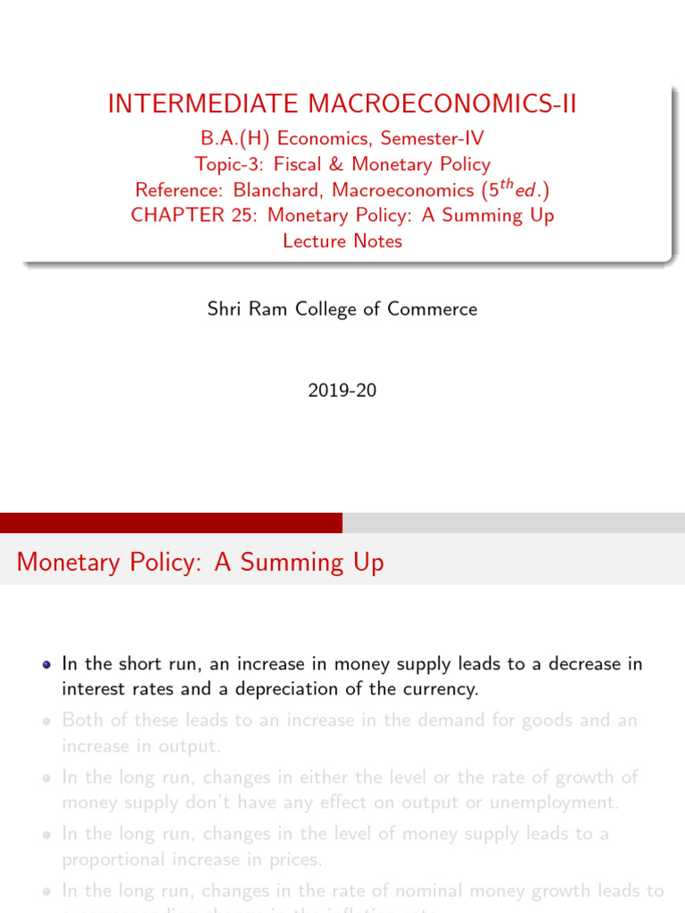 Monetary Policy Insights and Inflation | PDF | Demand For Money | Money ...