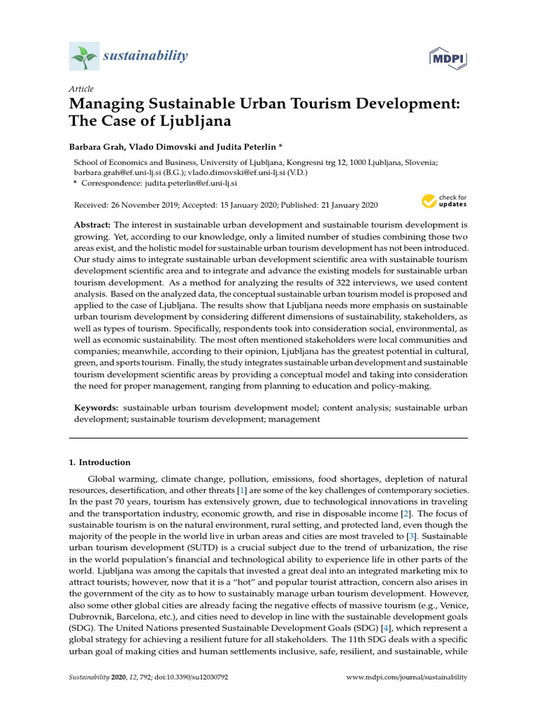 Sustainable Urban Tourism in Ljubljana | PDF | Sustainability | Tourism