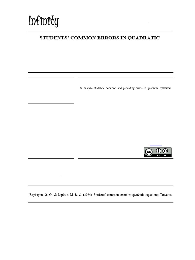 Common Errors in Quadratic Equations | PDF | Factorization | Quadratic ...