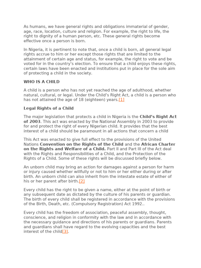 Nigerian Child Rights Overview | PDF | Crimes | Crime & Violence