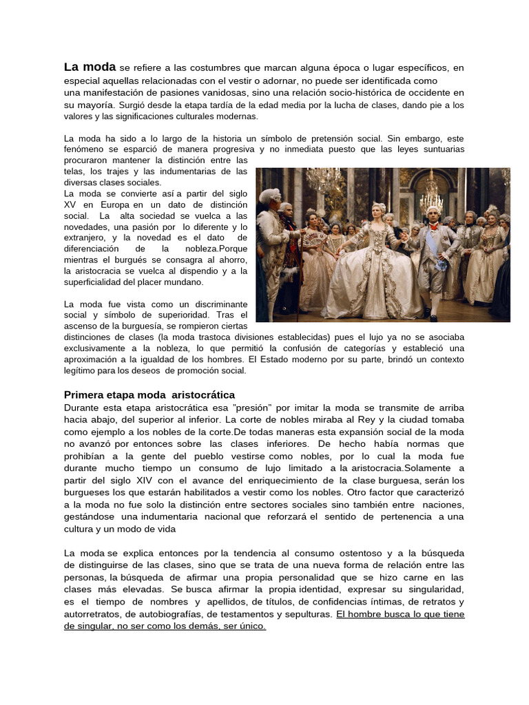 Evolución de la Moda a lo Largo de la Historia | PDF | Moda | Ropa